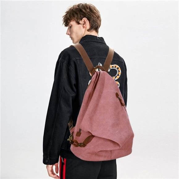 Canvas Vintage Backpack – Large Casual Daypack Outdoor Travel Rucksack Hiking - Picture 4 of 7